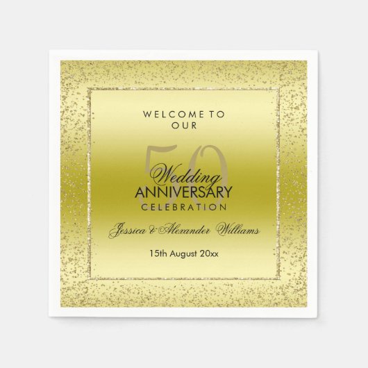 Stilvolle Gold Confetti 50. Hochzeit Napkins Serviette (Vorderseite)