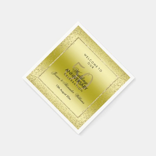 Stilvolle Gold Confetti 50. Hochzeit Napkins Serviette (Ecke)