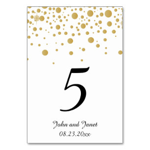 Stilvolle Gold Confetti Dots 2 Weißer Hintergrun Tischnummer
