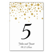 Stilvolle Gold Confetti Dots 2 | Weißer Hintergrun Tischnummer (Rückseite)
