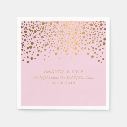Stilvolle Gold Confetti Dots auf blassrosa Design Serviette (Vorderseite)