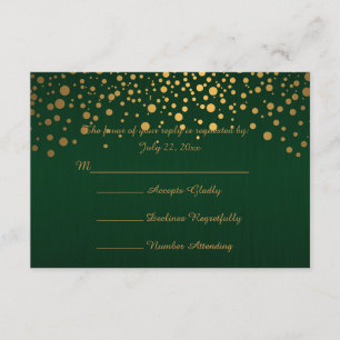 Stilvolle Gold Confetti Dots   Dunkelgrün RSVP Karte