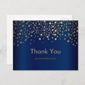 Stilvolle Gold Confetti Dots | Navy Blue Postkarte (Vorne/Hinten)