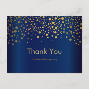 Stilvolle Gold Confetti Dots Navy Blue Postkarte
