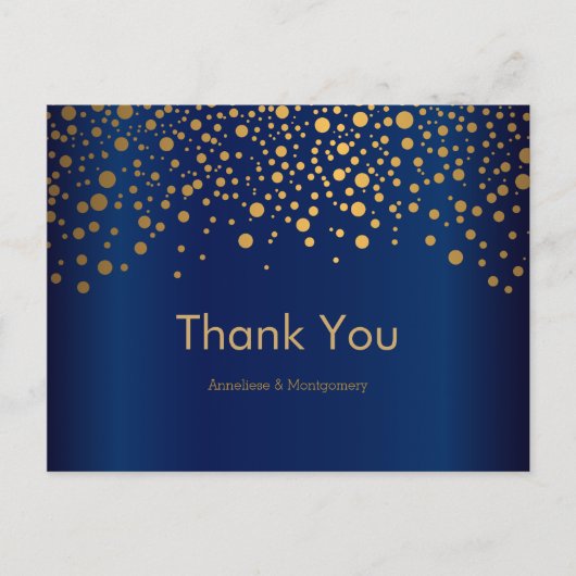 Stilvolle Gold Confetti Dots | Navy Blue Postkarte (Vorderseite)