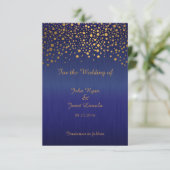 Stilvolle Gold Confetti Dots | Sapphire Blue Save The Date (Stehend Vorderseite)