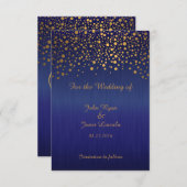 Stilvolle Gold Confetti Dots | Sapphire Blue Save The Date (Vorne/Hinten)