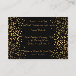 Stilvolle Gold Confetti Dots   Schwarz Begleitkarte