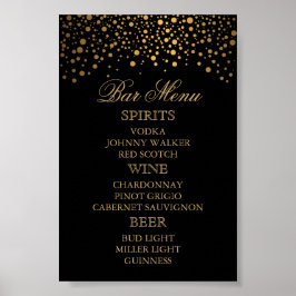 Stilvolle Gold Confetti Dots | Schwarzes Bar Poster