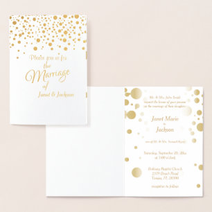 Stilvolle Gold Confetti Dots   Weißer Hintergrund Folienkarte