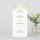 Stilvolle Gold Confetti Dots | Weißer Hintergrund Menükarte (Stehend Vorderseite)