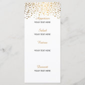 Stilvolle Gold Confetti Dots | Weißer Hintergrund Menükarte (Vorderseite)