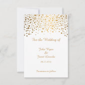 Stilvolle Gold Confetti Dots | Weißer Hintergrund Save The Date (Vorderseite)