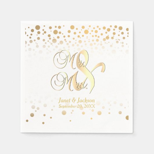 Stilvolle Gold Confetti Dots | Weißer Hintergrund Serviette (Vorderseite)