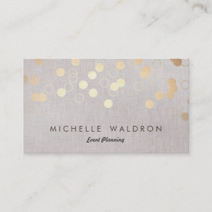 Stilvolle Gold Confetti Event Planner Taupe Linen Visitenkarte