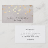 Stilvolle Gold Confetti Event Planner Taupe Linen Visitenkarte (Vorne/Hinten)