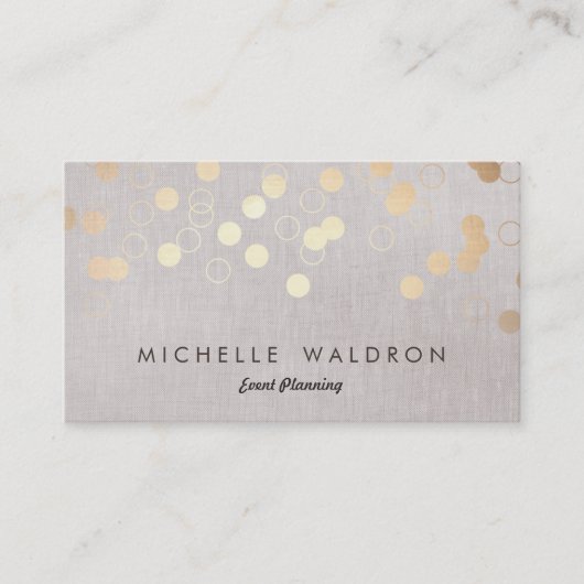 Stilvolle Gold Confetti Event Planner Taupe Linen Visitenkarte (Vorderseite)