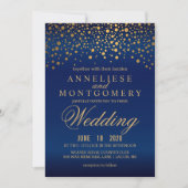 Stilvolle Gold Confetti Navy Blue Wedding Einladun Einladung (Vorderseite)