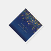 Stilvolle Gold Confetti Punkte auf Navy Blue Satin Serviette (Ecke)
