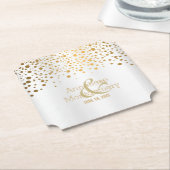 Stilvolle Gold Confetti Punkte auf weißem Satin Untersetzer (angewinkelt)