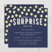 Stilvolle Gold Confetti Überraschung Geburtstagspa Einladung (Vorne/Hinten)