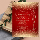 Stilvolle Gold Confetti Wein Glas Rote Rente Einladung