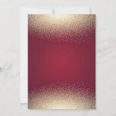 Stilvolle Gold Confetti Weinglas Burgund Einladung (Rückseite)