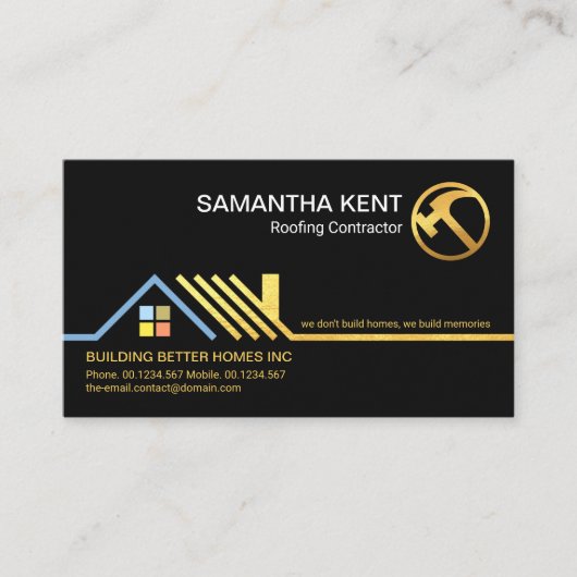 Stilvolle Gold-Dachdecker-Dachdecker-Dachdecker  Visitenkarte (Vorderseite)