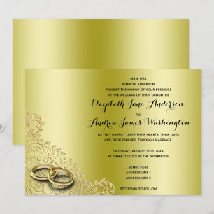 Stilvolle Gold Decorative & Wedding Rings Wedding Einladung