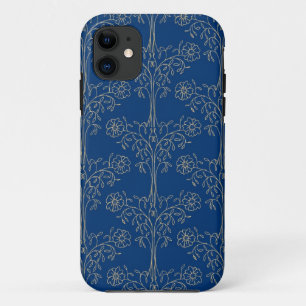 Stilvolle Gold-Effekt-Floral-Muster auf Dunkelblau Case-Mate iPhone Hülle