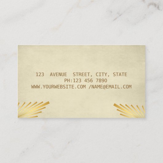 Stilvolle Gold Feather Notary Creme Visitenkarte (Rückseite)