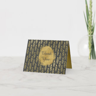 Stilvolle Gold Feathers Danke-Card Dankeskarte