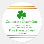 Stilvolle Gold Foil St. Patrick's 1st Birthday Gef Runder Aufkleber (Vorderseite)