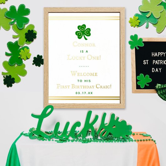 Stilvolle Gold Foil St. Patrick's Day 1. Geburtsta Foliendrucke