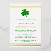 Stilvolle Gold Foil St. Patrick's Day 1. Geburtsta Folieneinladung (Vorderseite)