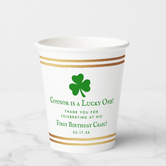 Stilvolle Gold Foil St. Patrick's Day 1. Geburtsta Pappbecher (Vorderseite)
