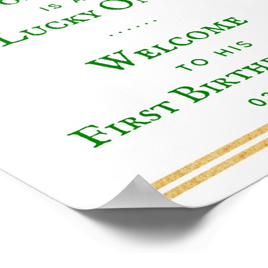 Stilvolle Gold Foil St. Patrick's Day 1. Geburtsta Poster (Ecke)