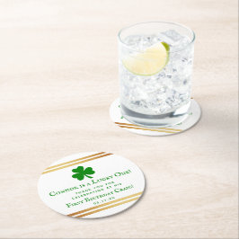 Stilvolle Gold Foil St. Patrick's Day 1. Geburtsta Runder Pappuntersetzer