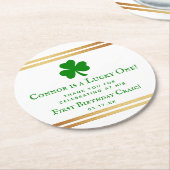 Stilvolle Gold Foil St. Patrick's Day 1. Geburtsta Runder Pappuntersetzer (Angewinkelt)