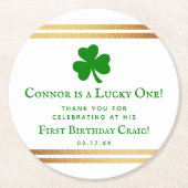 Stilvolle Gold Foil St. Patrick's Day 1. Geburtsta Runder Pappuntersetzer (Vorderseite)