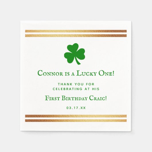 Stilvolle Gold Foil St. Patrick's Day 1. Geburtsta Serviette (Vorderseite)