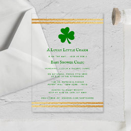 Stilvolle Gold Foil St. Patrick's Day Baby Shower Acryleinladungen
