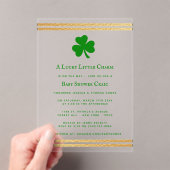 Stilvolle Gold Foil St. Patrick's Day Baby Shower Acryleinladungen (Insitu (Handheld))