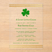 Stilvolle Gold Foil St. Patrick's Day Baby Shower Acryleinladungen (Vorderseite)