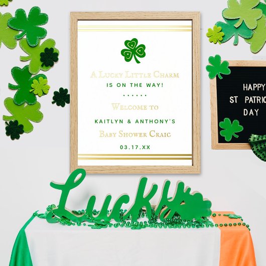 Stilvolle Gold Foil St. Patrick's Day Baby Shower Foliendrucke