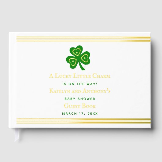 Stilvolle Gold Foil St. Patrick's Day Baby Shower Gästebuch (Vorderseite)