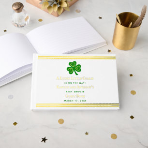 Stilvolle Gold Foil St. Patrick's Day Baby Shower Gästebuch