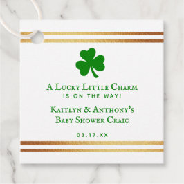 Stilvolle Gold Foil St. Patrick's Day Baby Shower Geschenkanhänger