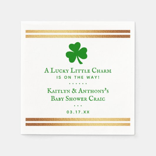 Stilvolle Gold Foil St. Patrick's Day Baby Shower Serviette (Vorderseite)