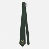 Stilvolle Gold & Forest Green Monogram Krawatte (Vorderseite)